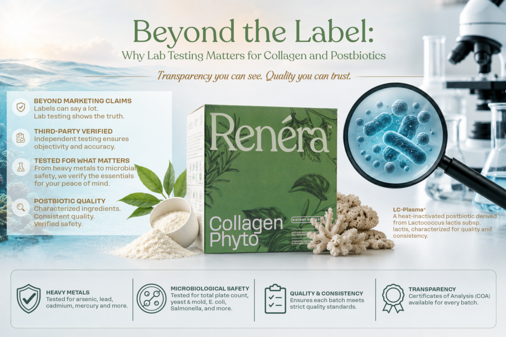 Lab-tested Renéra Collagen Phyto with Certificate of Analysis documentation
